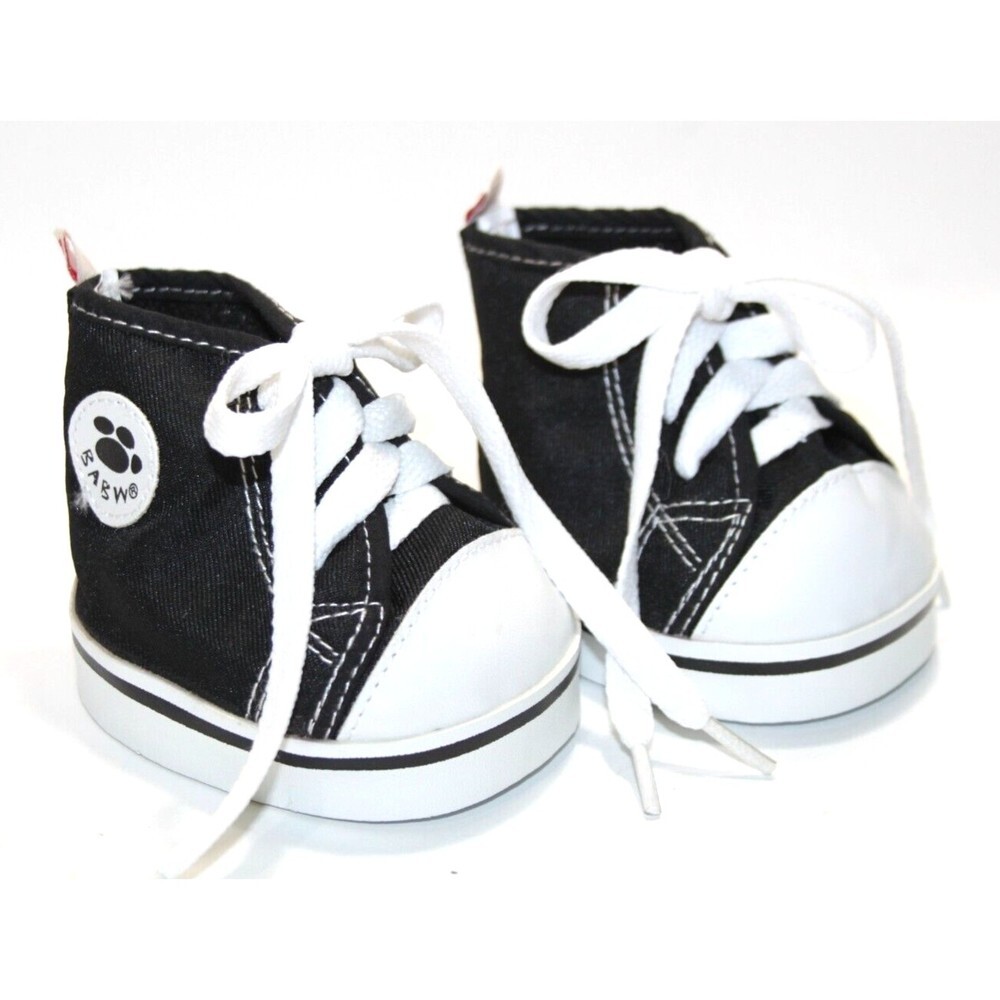 Build a Bear BABW Black White High Top Canvas Tennis Gym Sneakers Shoes Lace Up